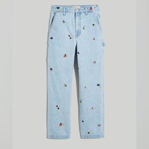 Madewell Baggy Straight Carpenter Jeans: Fruit Embroidered Edition size 23